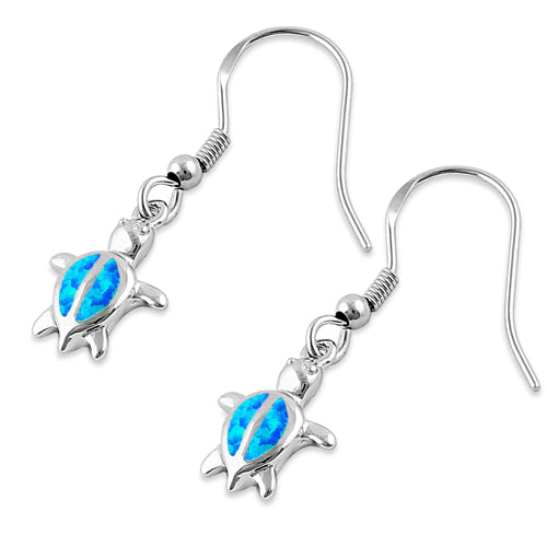 Sterling Silver Blue Lab Opal Turtle Earrings
