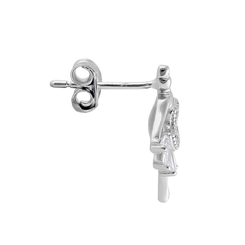 Sterling Silver Clear CZ Ballerina Stud Earrings