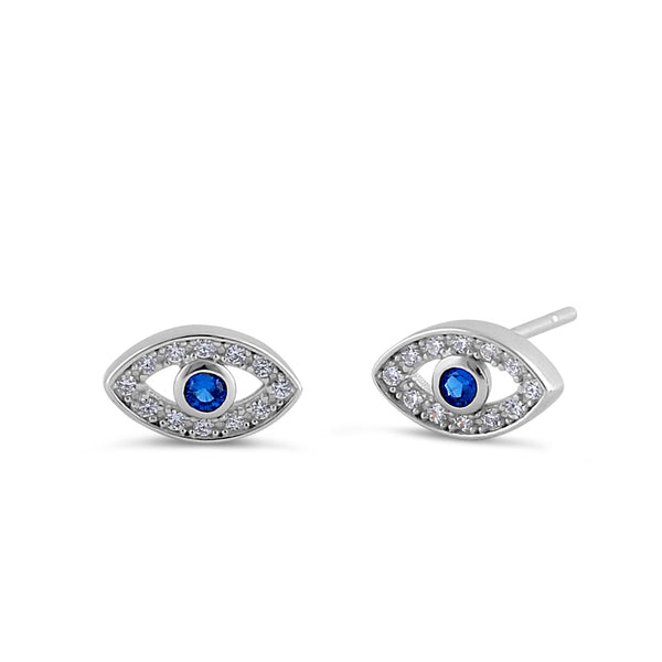Sterling Silver Evil Eye CZ Earrings