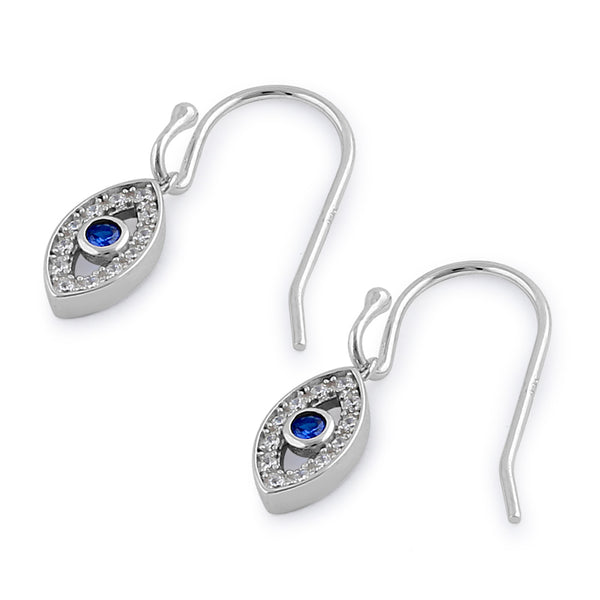 Sterling Silver Evil Eye Dangle Earrings