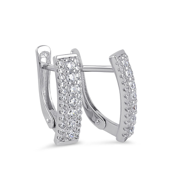 Sterling Silver Clear CZ Hoop Earrings