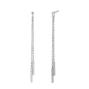 Sterling Silver Chain and Clear CZ Bar Dangling Earrings