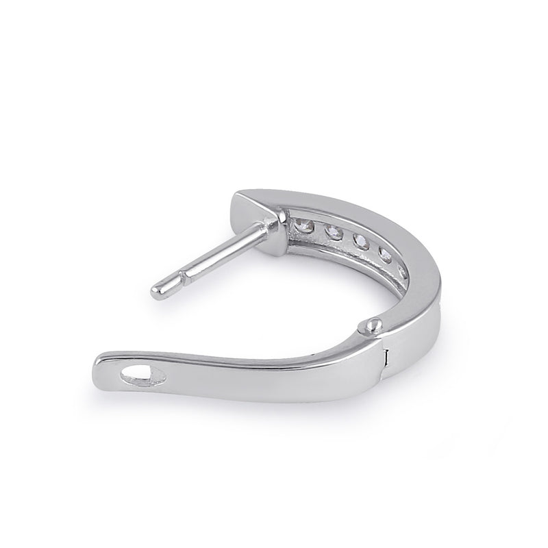 Sterling Silver Single Row Clear CZ Hoop Earrings