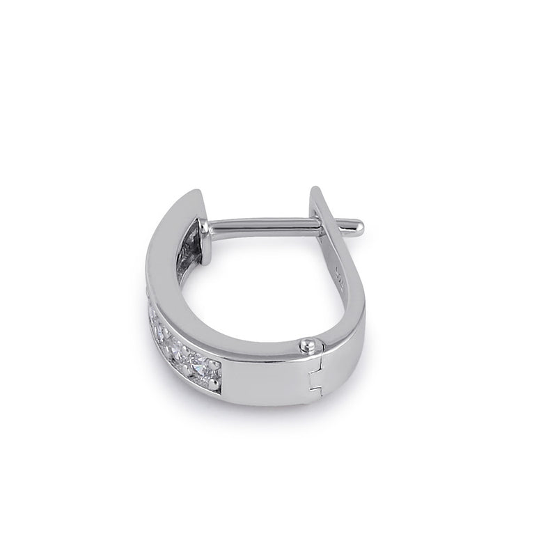 Sterling Silver Single Row Clear CZ Hoop Earrings