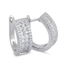 Sterling Silver Clear Pincess and Round CZ Hoop Earrings