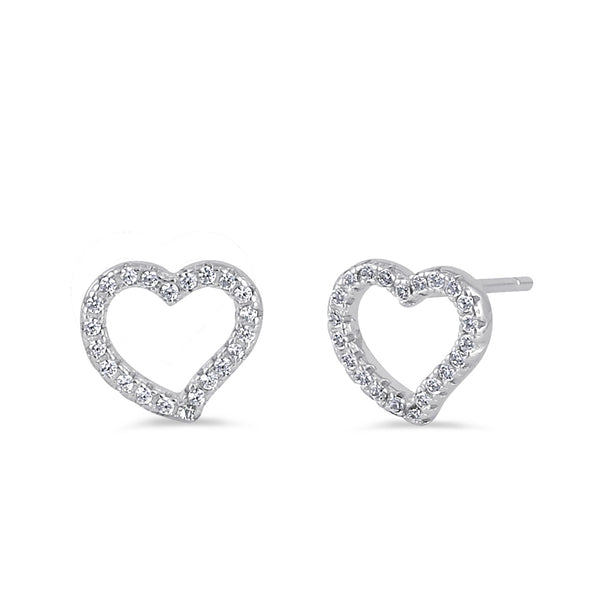 Sterling Silver Clear CZ Heart Earrings