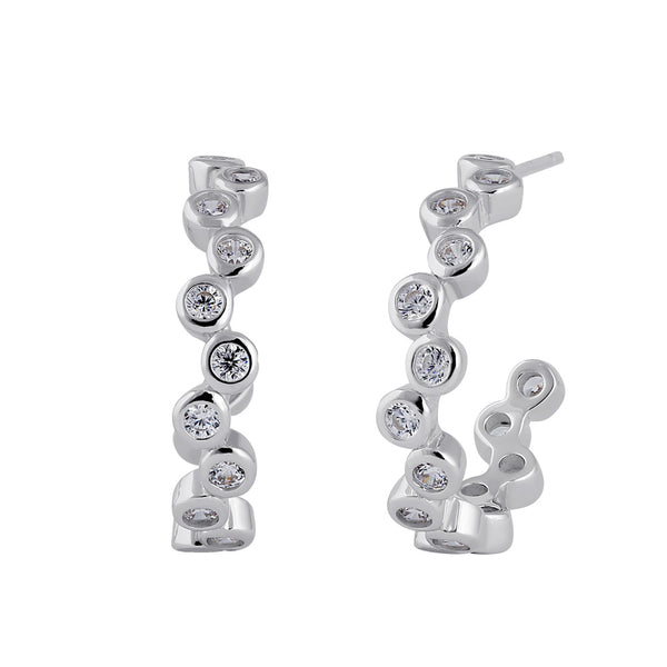 Sterling Silver 17mm x 3mm Bubble Hoop Earrings