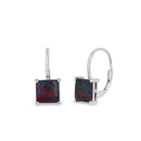 Sterling Silver Elegant Black Lab Opal Square Earrings