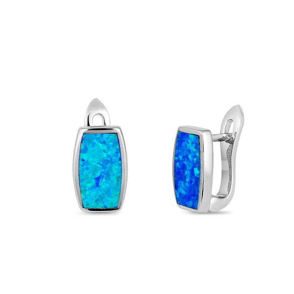 Sterling Silver Blue Lab Opal Squoval Earrings