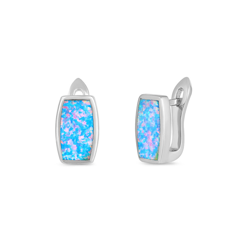 Sterling Silver Blue Lavender Lab Opal Squoval Earrings