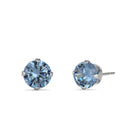 0.9ct Sterling Silver Round Aquamarine CZ Stud Earrings 5mm