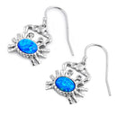 Sterling Silver Blue Lab Opal Crab CZ Earrings