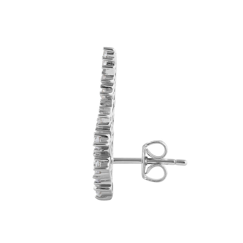 Sterling Silver Elegant Dangle Cluster Round Cut Clear CZ Earrings