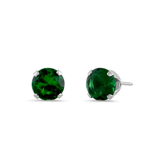 0.5ct Sterling Silver Round Green CZ Stud Earrings 4mm