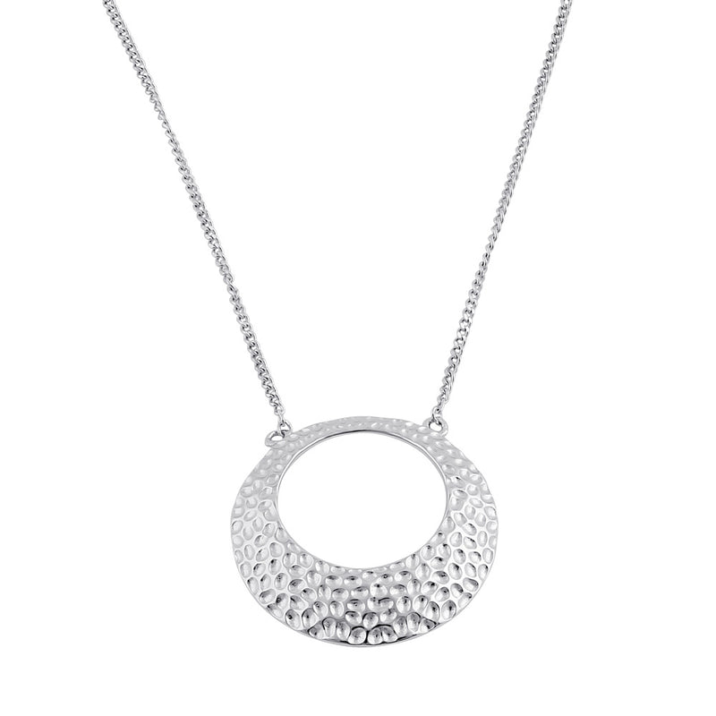 Sterling Silver Round Hammered Necklace