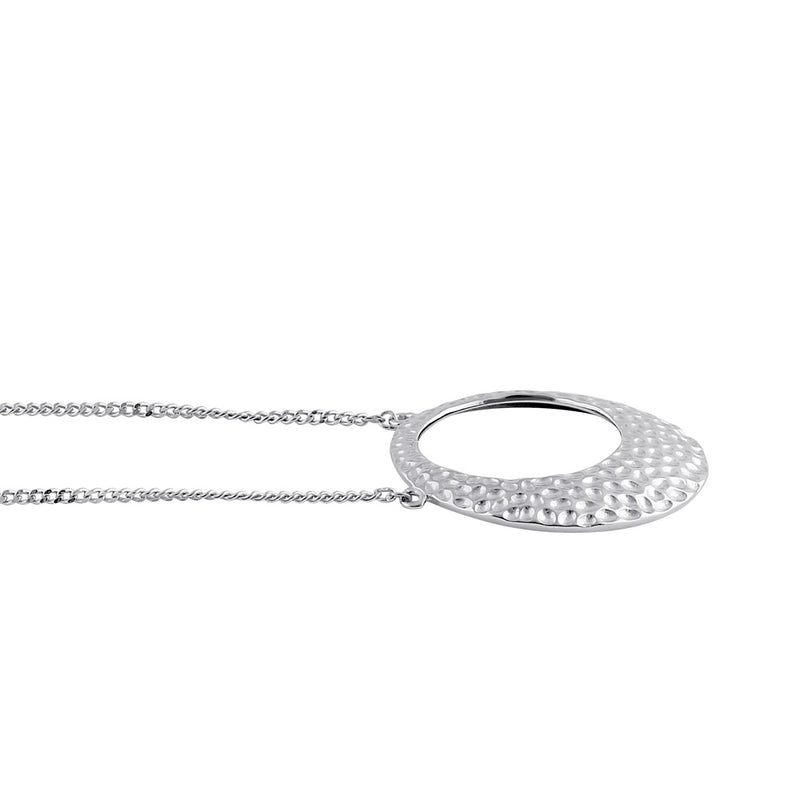 Sterling Silver Round Hammered Necklace