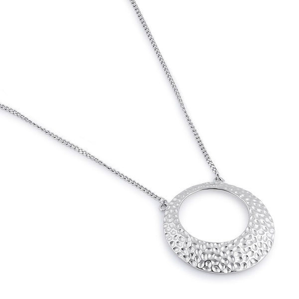 Sterling Silver Round Hammered Necklace