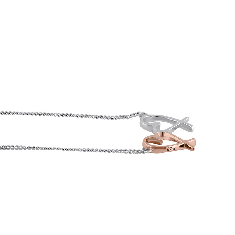 Sterling Silver Two-tone Heart Design Necklace