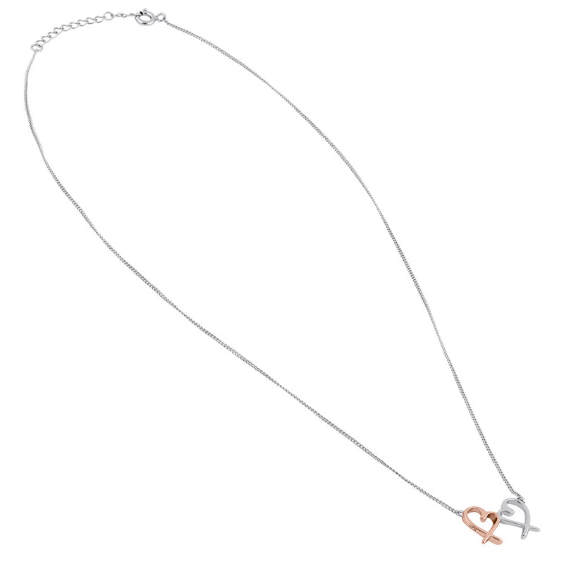 Sterling Silver Two-tone Heart Design Necklace