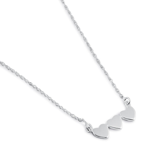 Sterling Silver Triple Heart Necklace