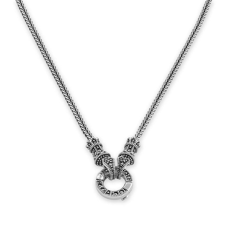 Sterling Silver Small Detachable Circle Marcasite Necklace