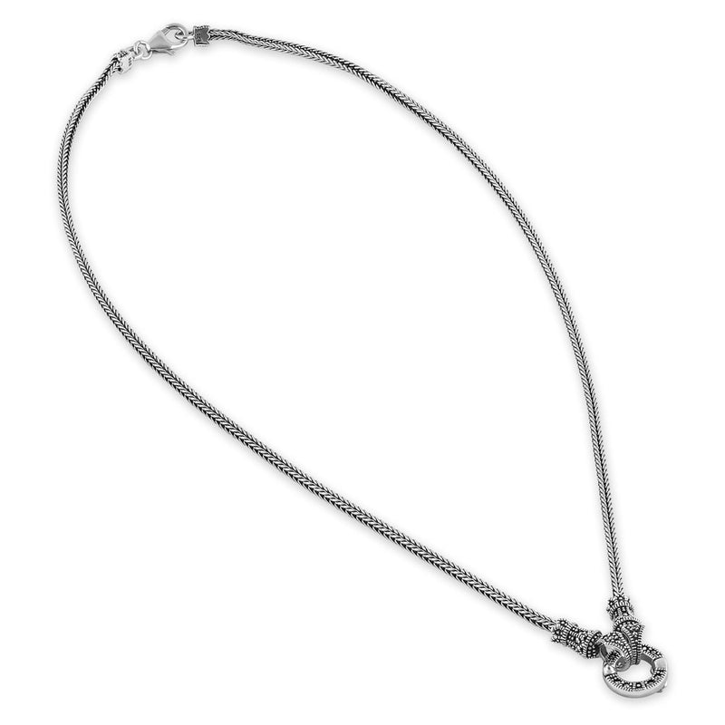 Sterling Silver Small Detachable Circle Marcasite Necklace