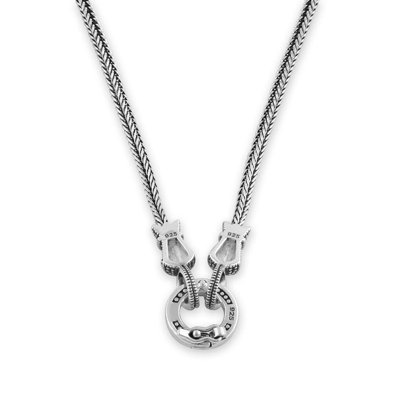 Sterling Silver Small Detachable Circle Marcasite Necklace