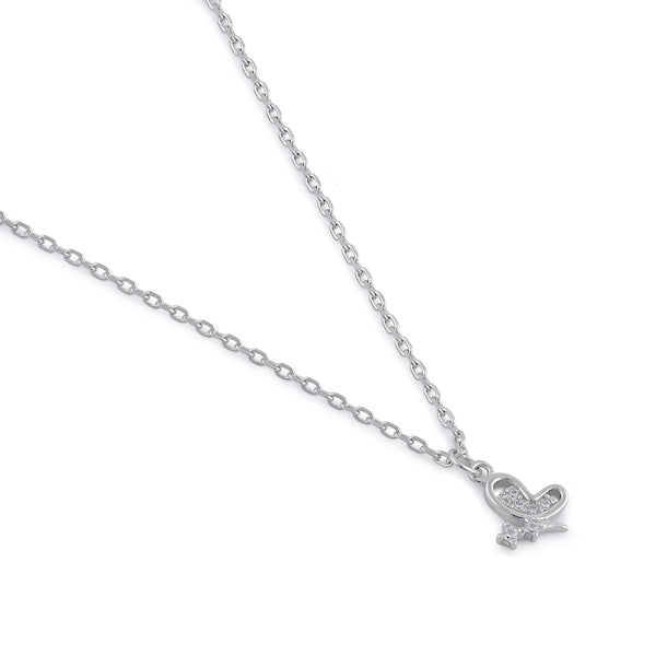 Sterling Silver Clear CZ Dainty Butterfly Necklace
