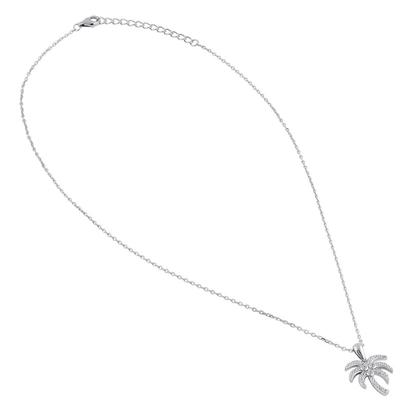 Sterling Silver Clear CZ Palm Tree Necklace