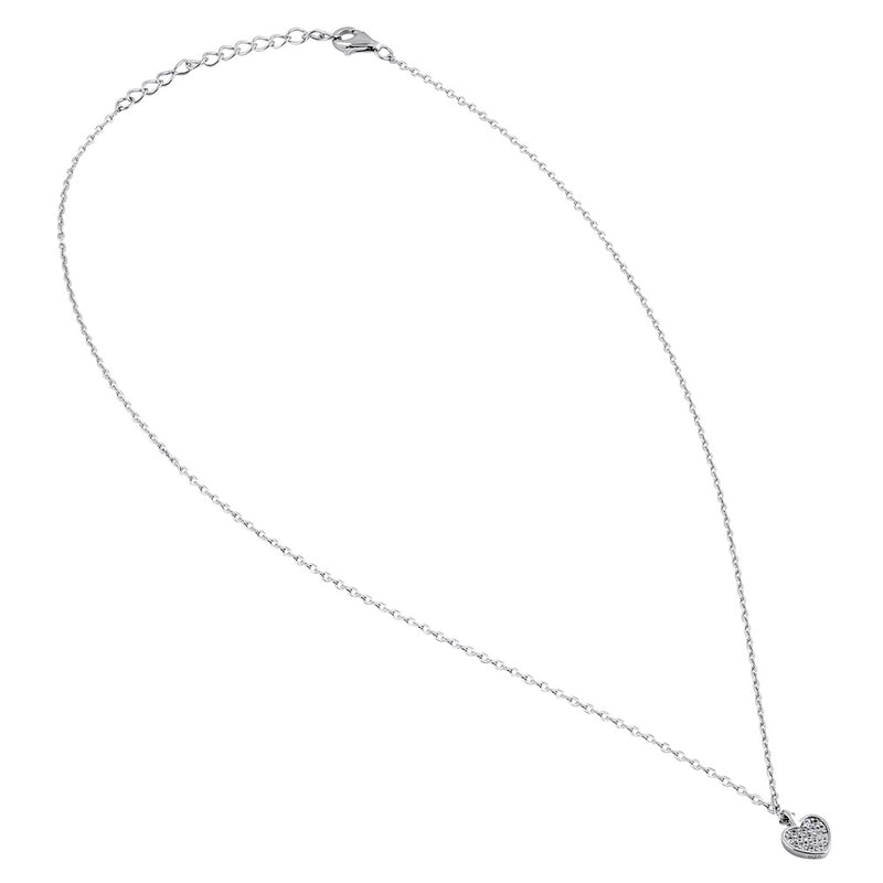 Sterling Silver Clear CZ Dainty Heart Necklace