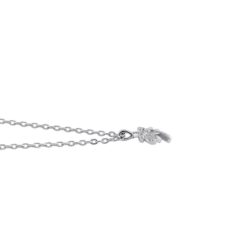 Sterling Silver Clear CZ Dainty Palm Tree Necklace