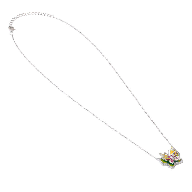 Sterling Silver Clear CZ Enamel Butterfly Necklace