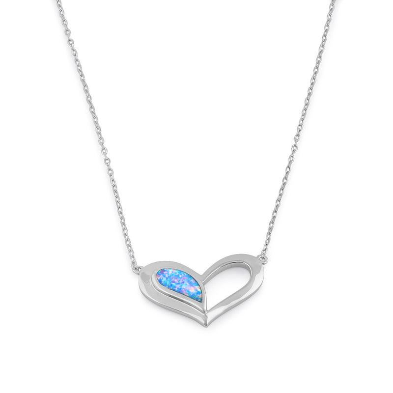 Sterling Silver Blue Lavender Heart Necklace