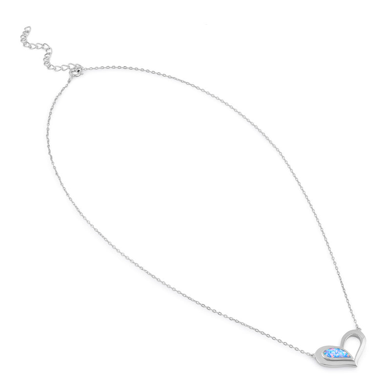 Sterling Silver Blue Lavender Heart Necklace