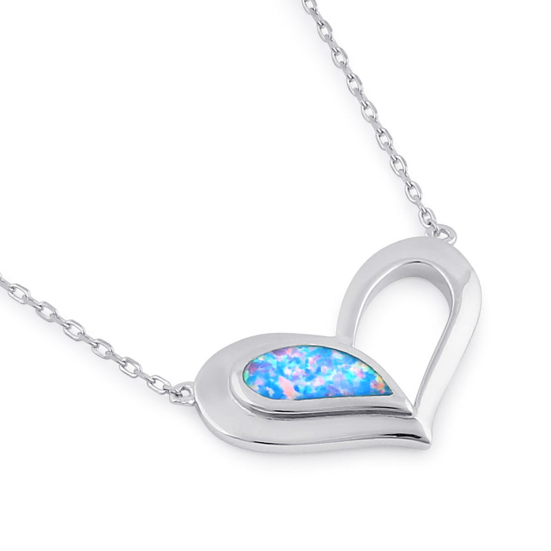 Sterling Silver Blue Lavender Heart Necklace