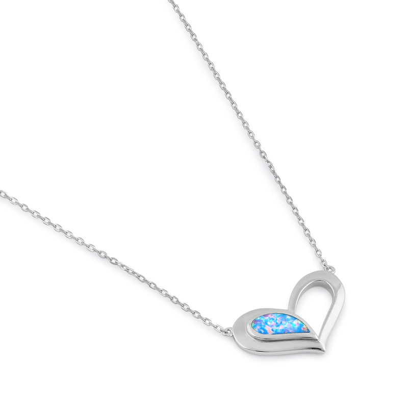 Sterling Silver Blue Lavender Heart Necklace