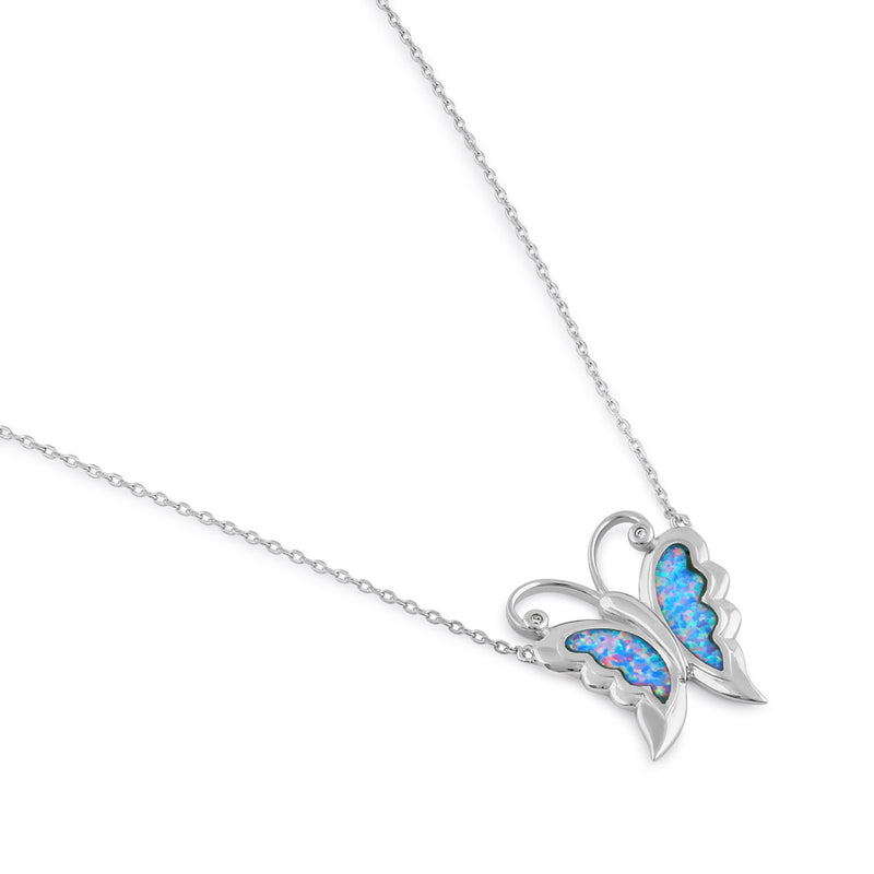 Sterling Silver Blue Lavender Butterfly Necklace