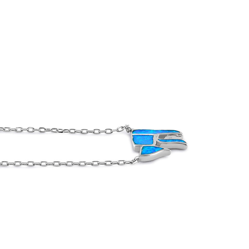 Sterling Silver Blue Lab Opal Health Symbol Necklace