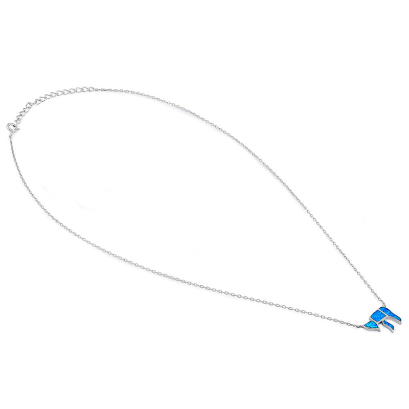 Sterling Silver Blue Lab Opal Health Symbol Necklace