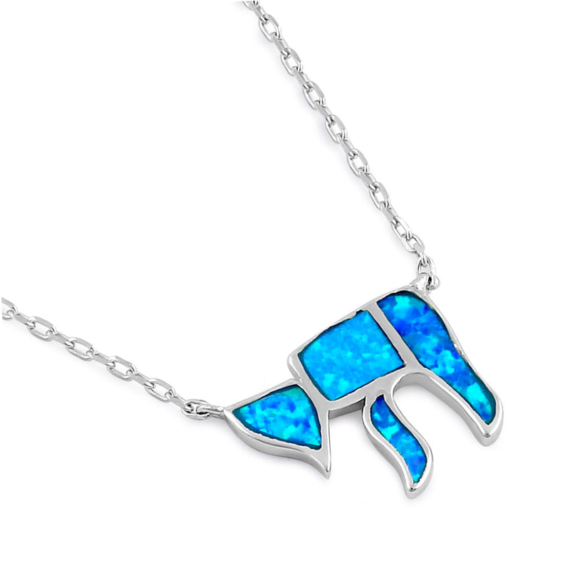 Sterling Silver Blue Lab Opal Health Symbol Necklace