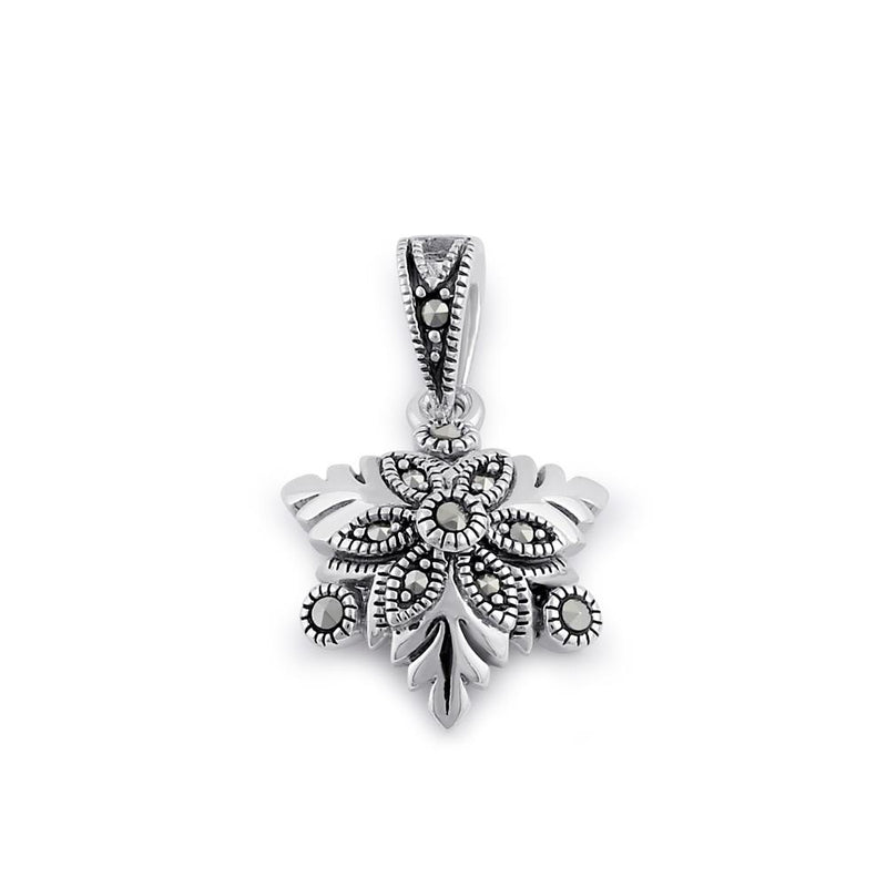 Sterling Silver Snowflake Marcasite Pendant
