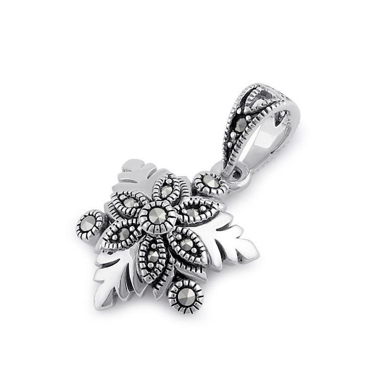 Sterling Silver Snowflake Marcasite Pendant