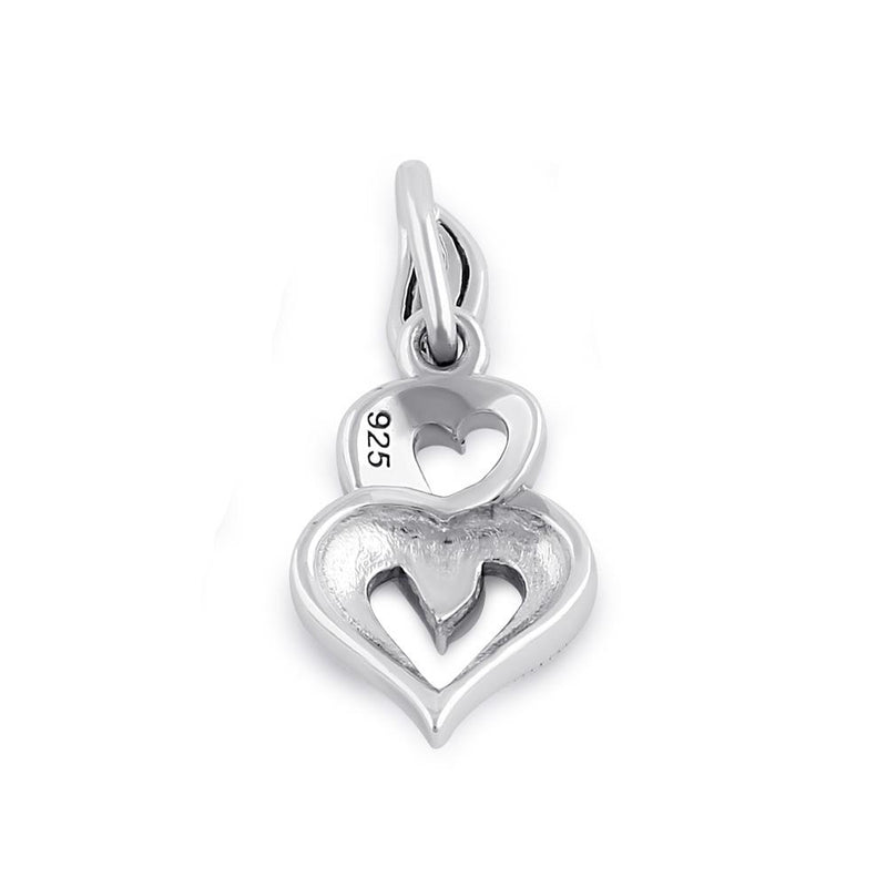 Sterling Silver Double Heart Marcasite Pendant