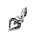 Sterling Silver Double Heart Marcasite Pendant