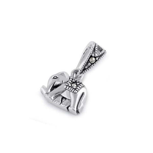 Sterling Silver Small Elephant Marcasite Pendant