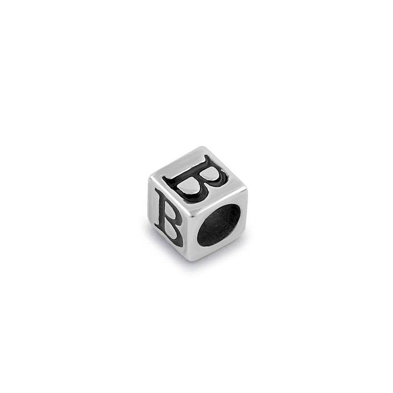 Sterling Silver 4.5mm Letter B Cube Pendant