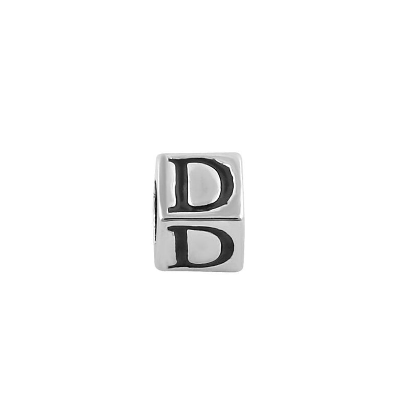 Sterling Silver 4.5mm Letter D Cube Pendant