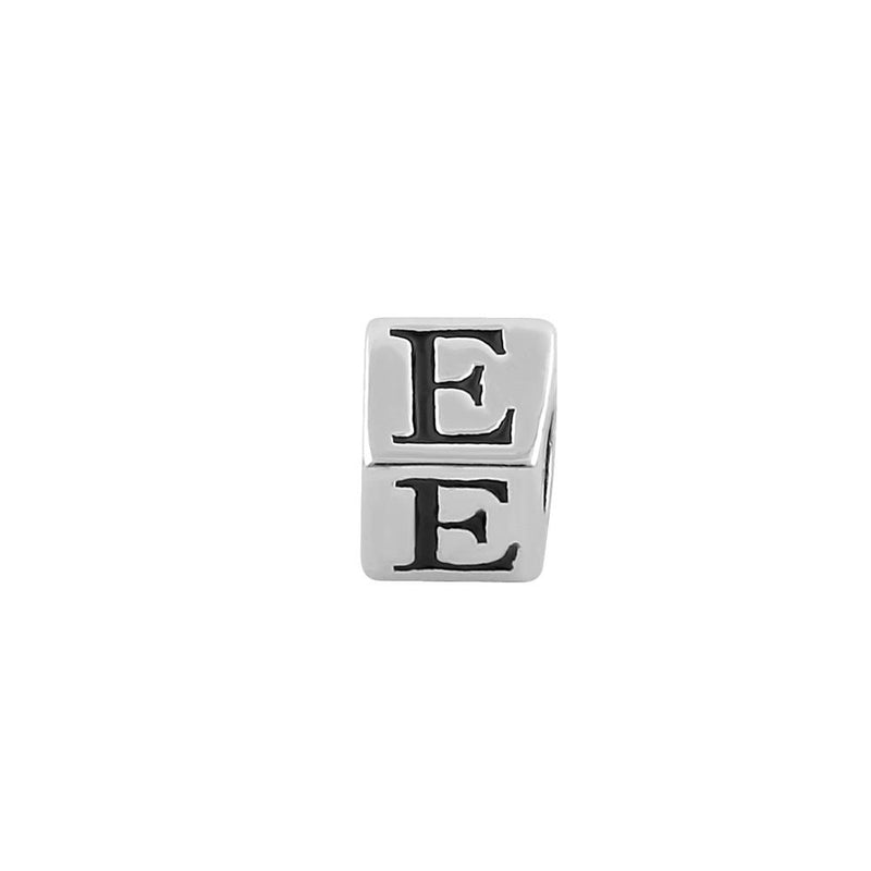 Sterling Silver 4.5mm Letter E Cube Pendant