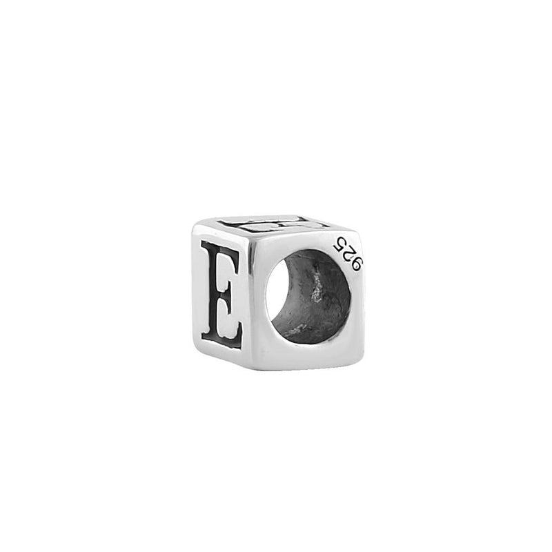 Sterling Silver 4.5mm Letter E Cube Pendant