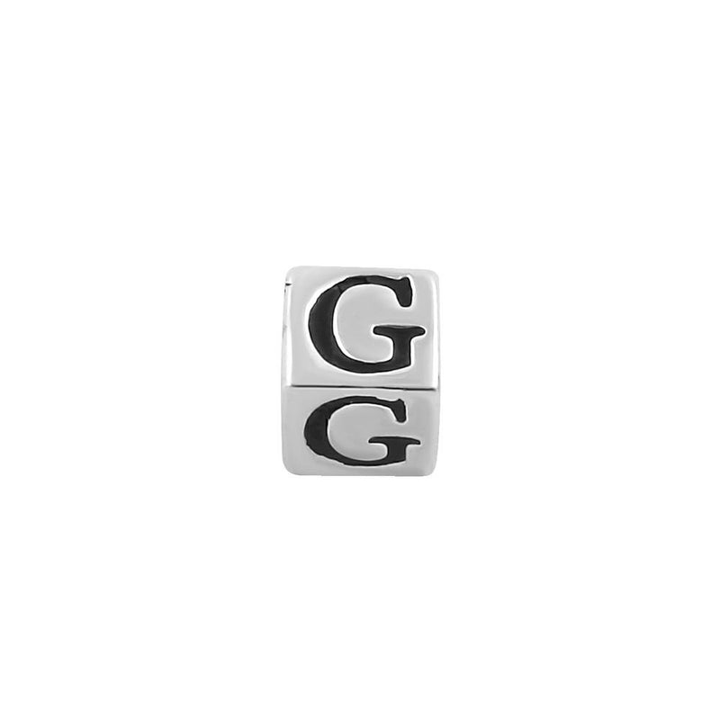 Sterling Silver 4.5mm Letter G Cube Pendant
